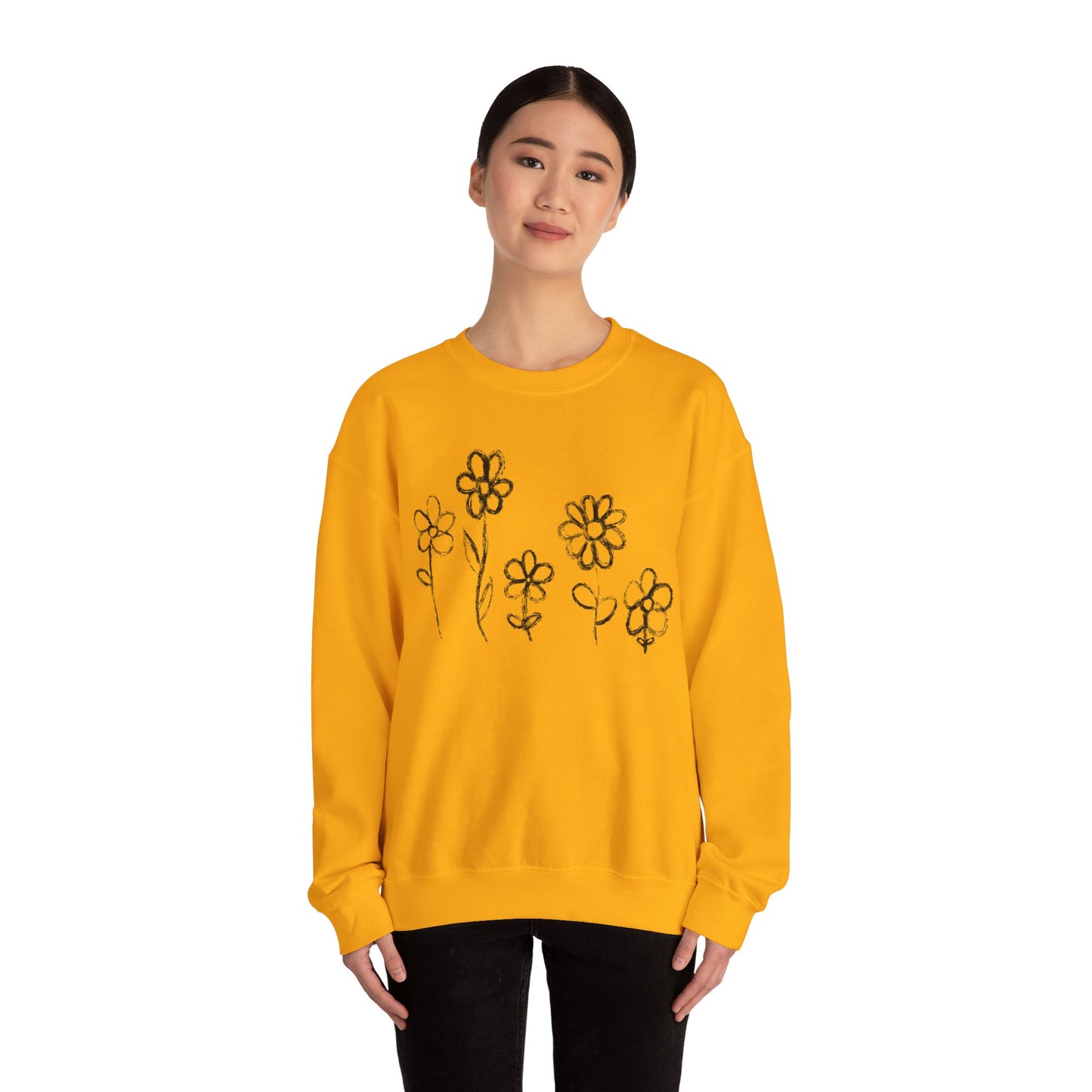 Floral Doodle Unisex Heavy Blend™ Crewneck Sweatshirt