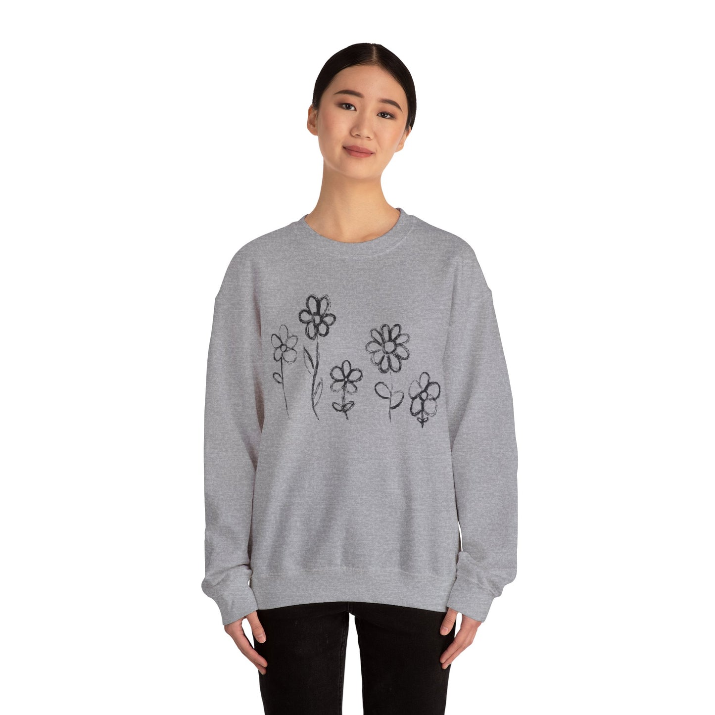 Floral Doodle Unisex Heavy Blend™ Crewneck Sweatshirt