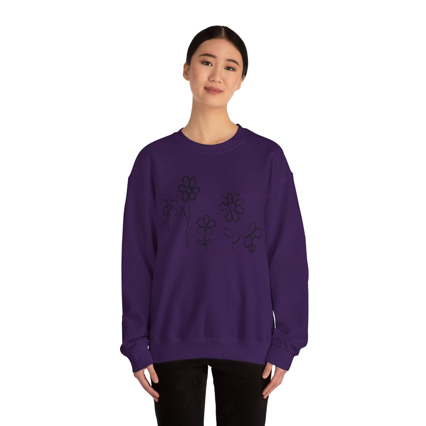 Floral Doodle Unisex Heavy Blend™ Crewneck Sweatshirt