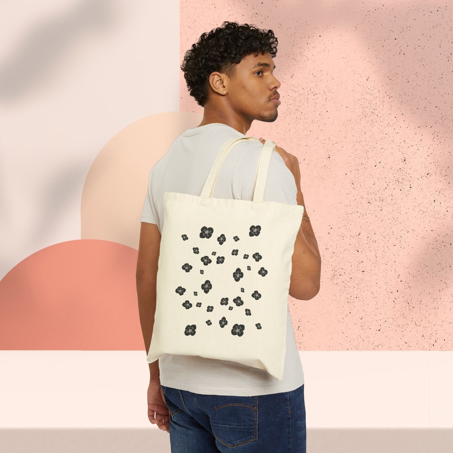 Lovely Flower Cotton Canvas Tote Bag