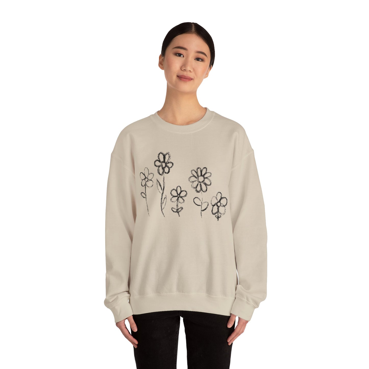 Floral Doodle Unisex Heavy Blend™ Crewneck Sweatshirt
