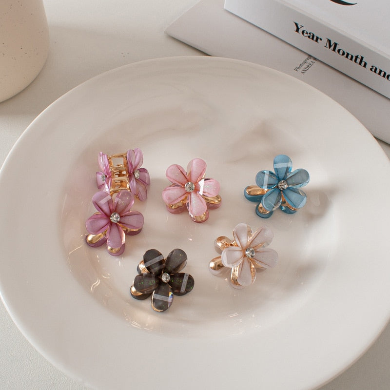 Vintage Double Sided Crystal Flower Hair Clips