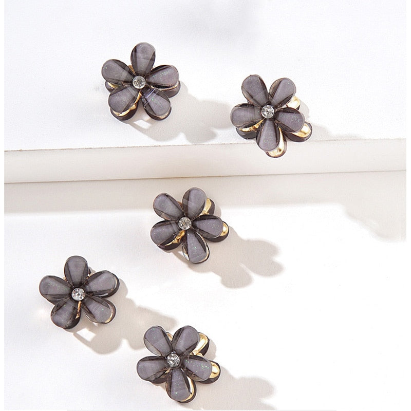 Vintage Double Sided Crystal Flower Hair Clips