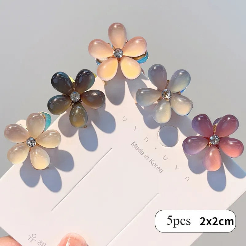 Vintage Double Sided Crystal Flower Hair Clips