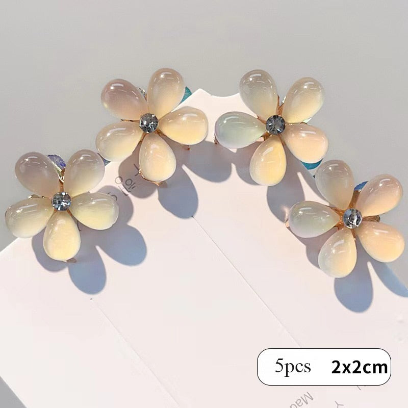 Vintage Double Sided Crystal Flower Hair Clips