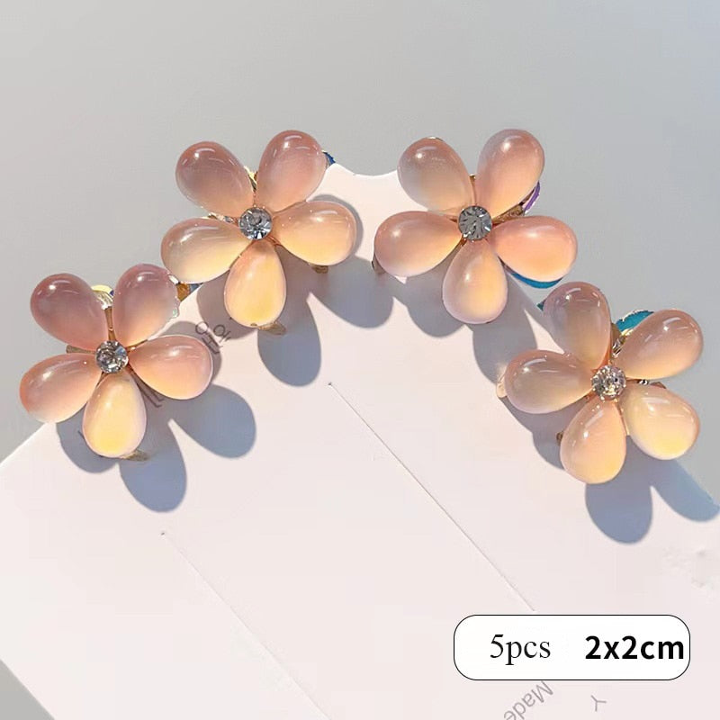 Vintage Double Sided Crystal Flower Hair Clips