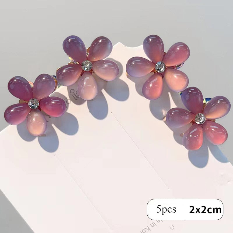 Vintage Double Sided Crystal Flower Hair Clips