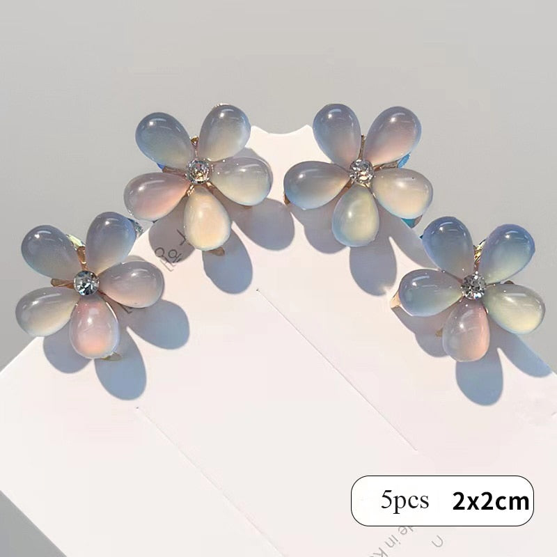 Vintage Double Sided Crystal Flower Hair Clips